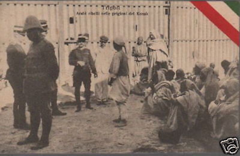 Cartolina Tripoli Prigionieri Ribelli Arabi Komak Epoca Coloniale
