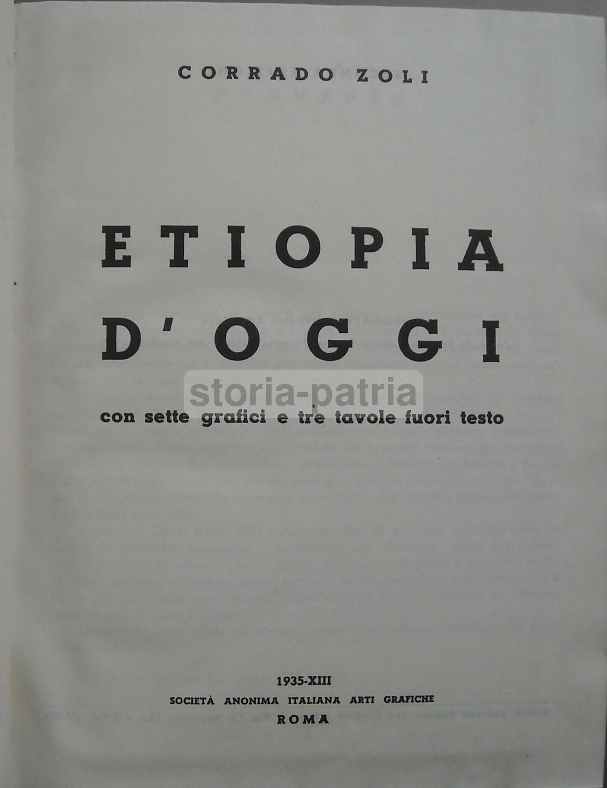 Etiopia d'Oggi. Corrado Zoli, 1935. Edizione Con Mappe Geografiche