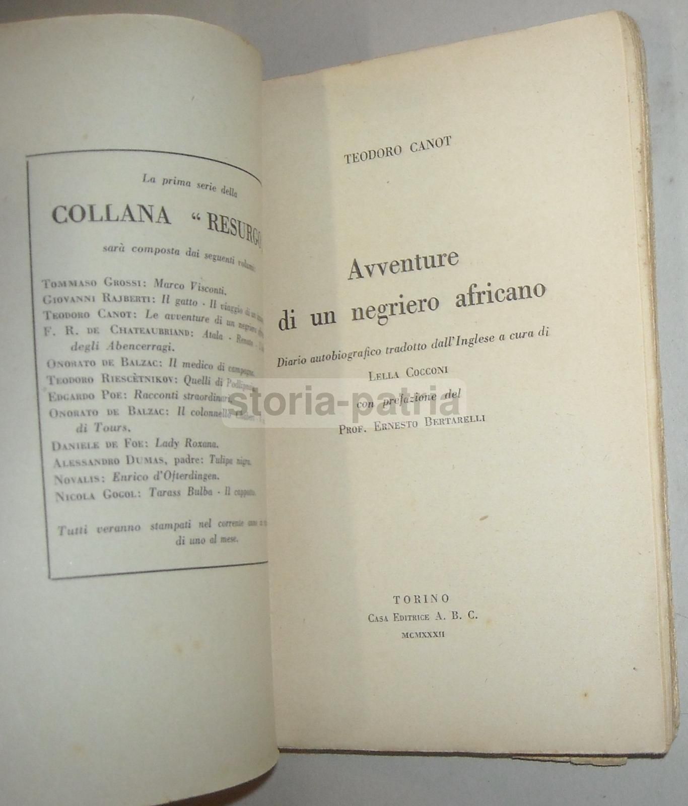Avventure Di Un Negriero Africano Di Teodoro Canot 1932 Rara Edizione
