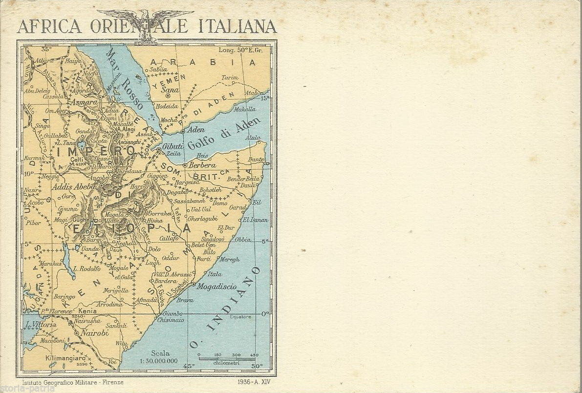 Cartolina Propaganda Africa Orientale Italiana 1936 IGM Firenze