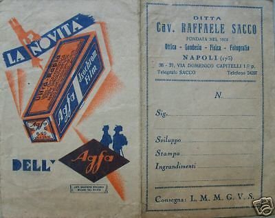 Folder Pubblicitario Agfa, Studio Fotografico Sacco, Napoli, Anni '30