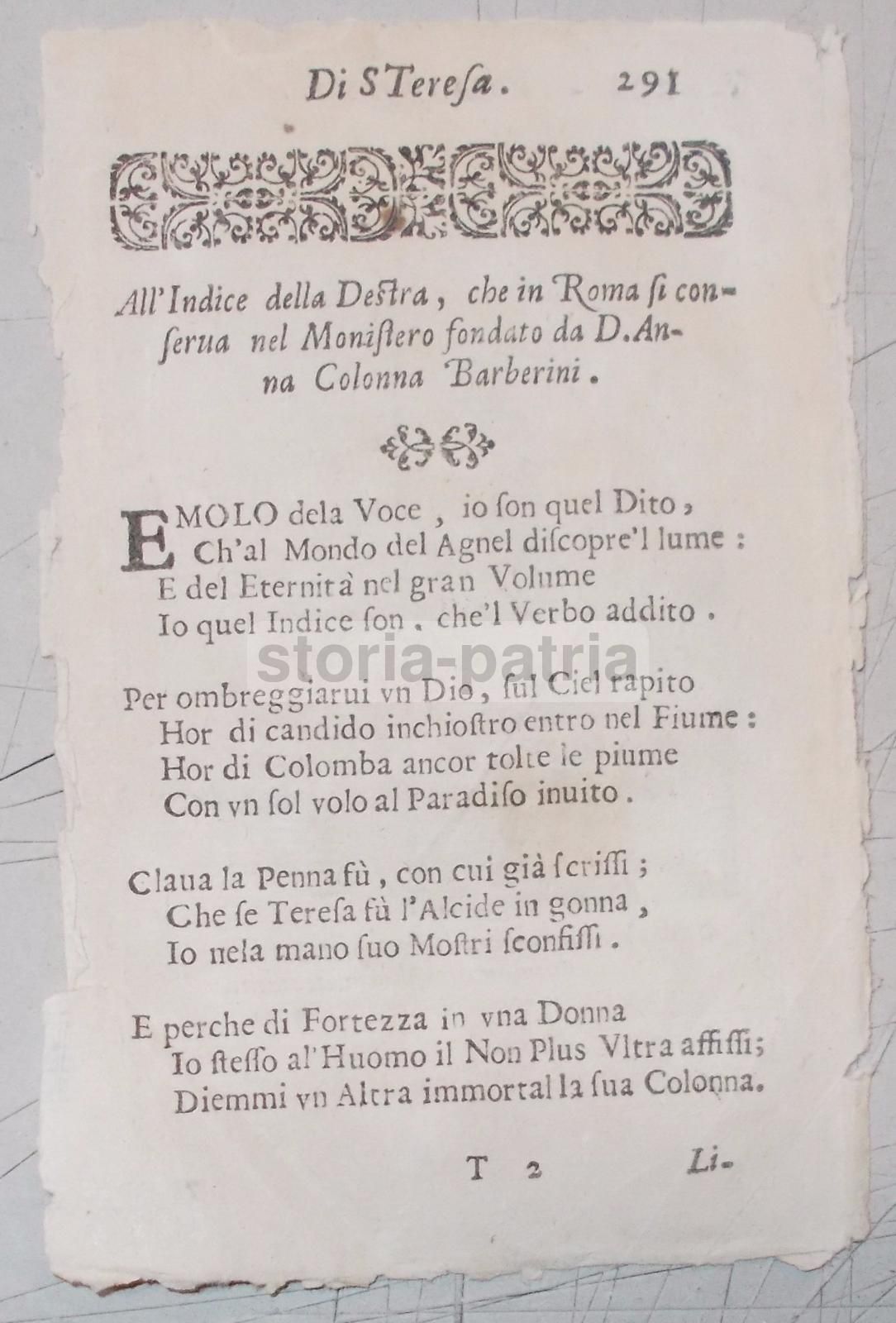 Incisione Santa Teresa: Guarigione Dalla Peste, Acquaforte 1670