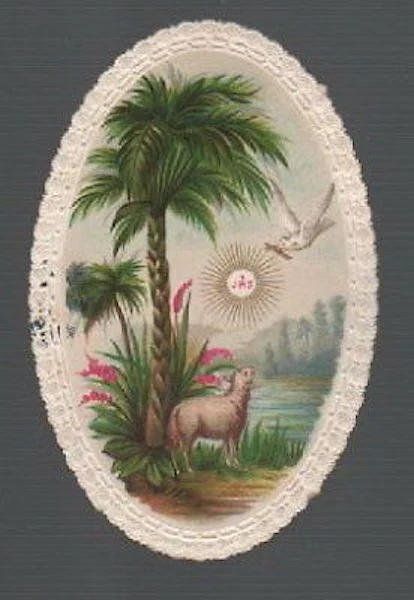 Antique Holy Card: Lamb of God and Dove of Peace, Early 1900s