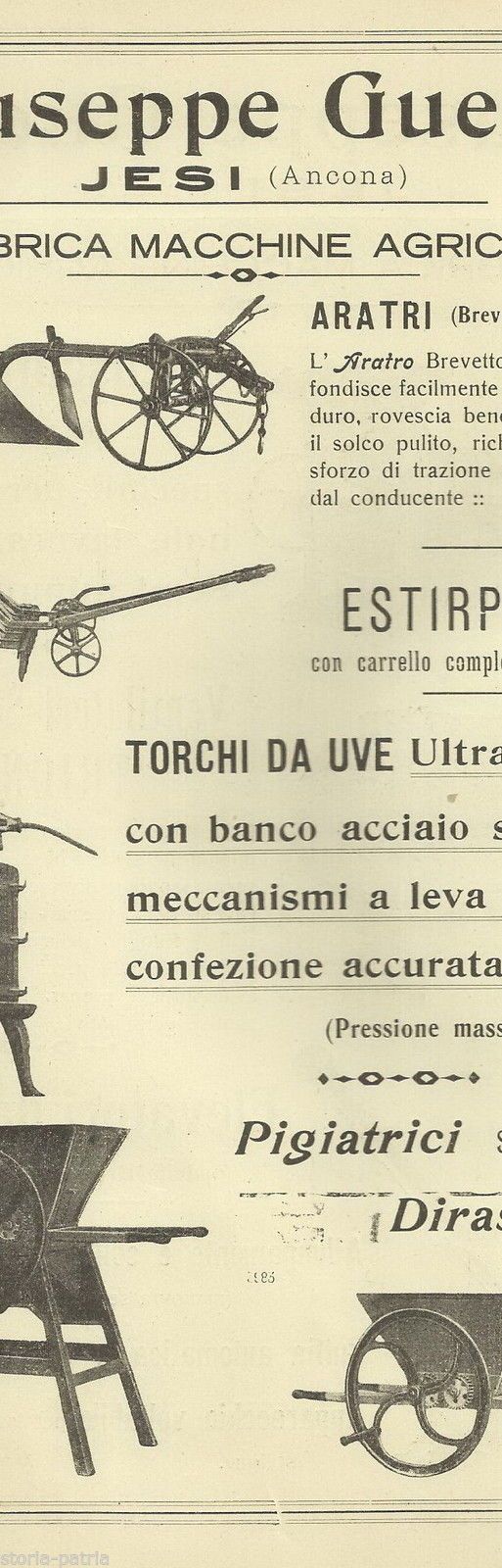 Guerri Jesi 1922 Catalogo Macchine Agricole Enologia Ancona Marche