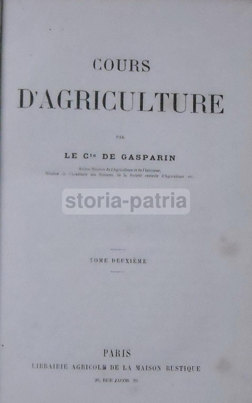 Cours d'Agriculture   Conte De Gasparin   Meteorologia E Architettura Rurale   1850 Circa