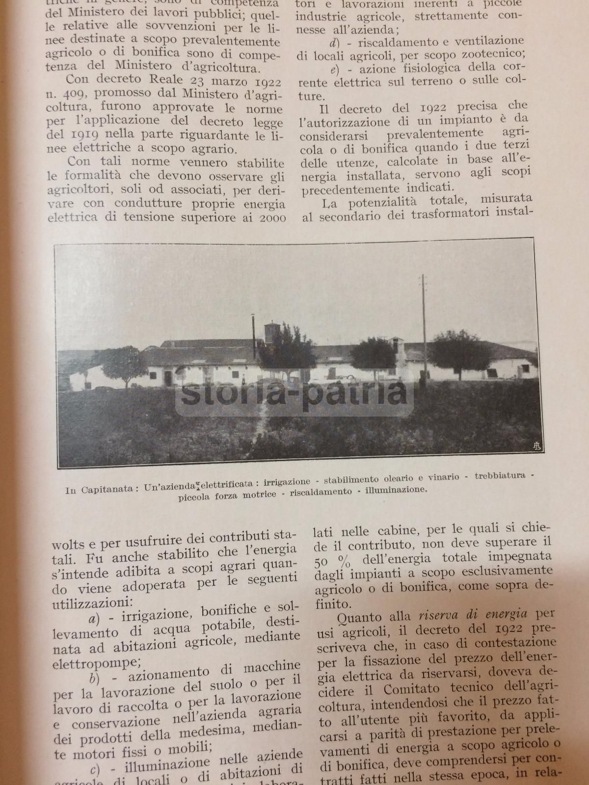 L'Italia Agricola 1930: Elettricità E Agricoltura (Sicilia, Puglia, Basilicata)