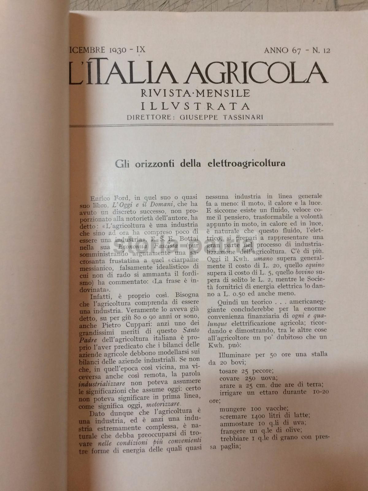 L'Italia Agricola 1930: Elettricità E Agricoltura (Sicilia, Puglia, Basilicata)