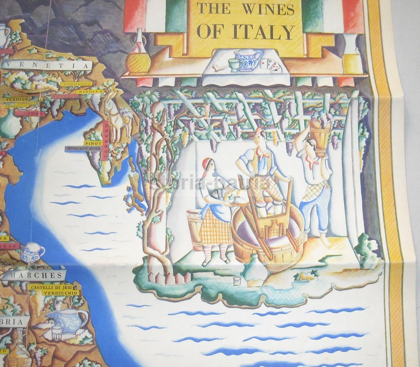 Mappa Vini Italiani ENIT 1935 Zimelli Depliant Propaganda Enologia