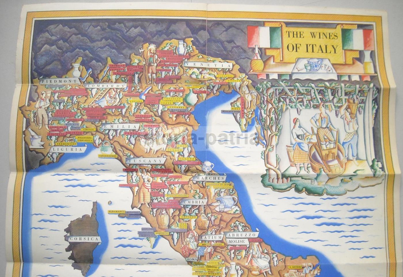 Mappa Vini Italiani ENIT 1935 Zimelli Depliant Propaganda Enologia