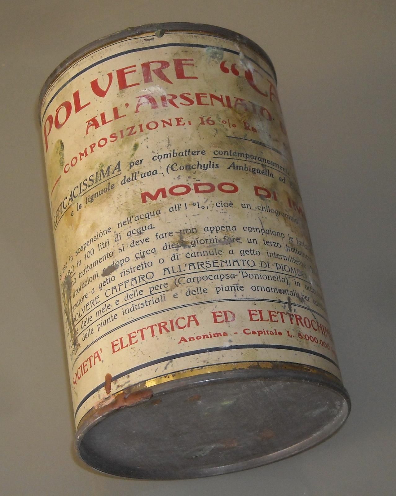 Barattolo Latta Polvere Caffaro Antiparassitario Viticolo Anni '30
