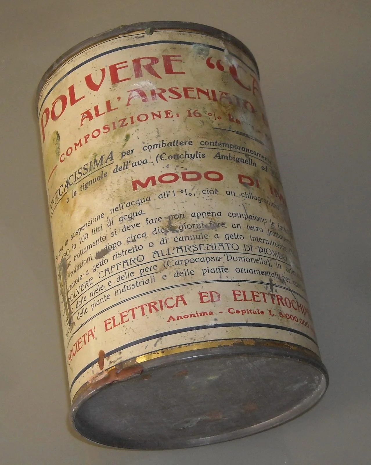 Barattolo Latta Polvere Caffaro Antiparassitario Viticolo Anni '30