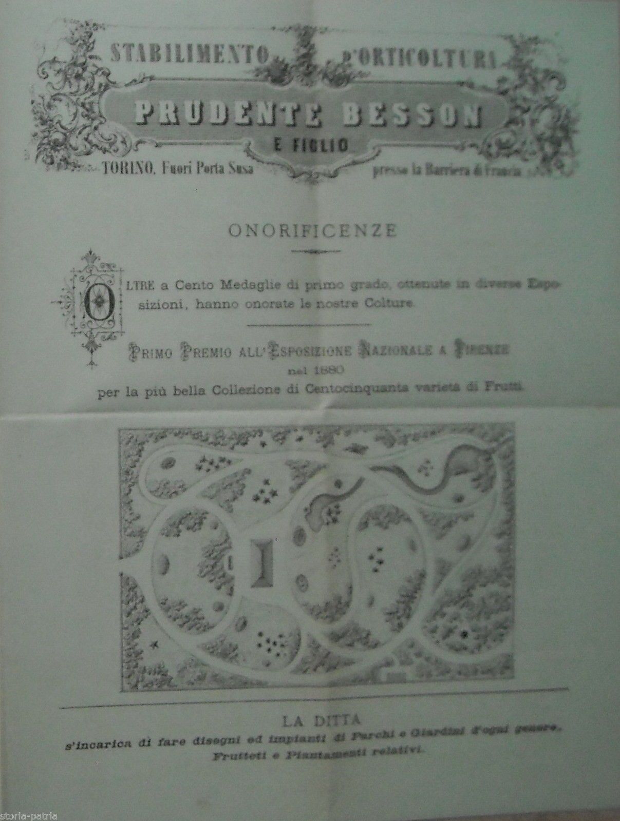 Listino Prudente Besson E Figlio, Stabilimento d'Orticoltura, Torino   Fine '800