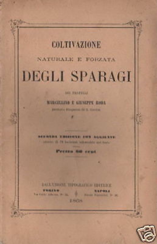 Coltivazione Degli Asparagi 1868, Roda Edizione Antica Illustrata, Torino