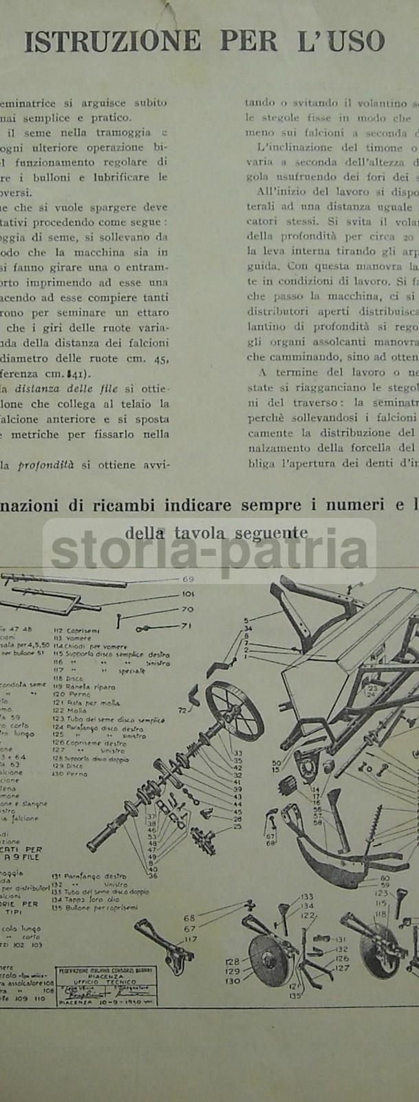 Seminatrice Longhini Piacenza: Pubblicità Agricola Anni '30