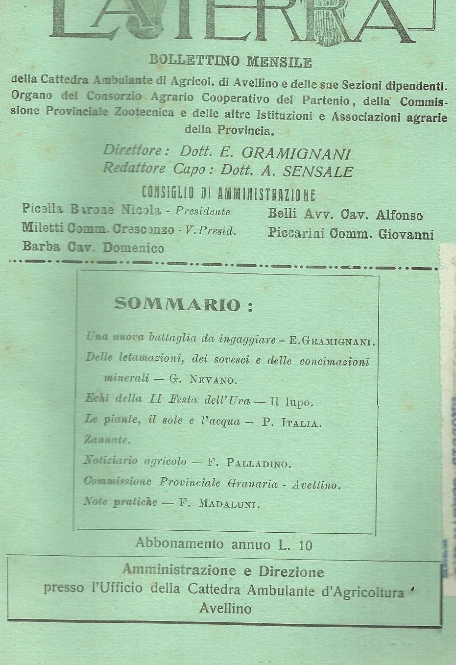 La Terra: Rivista Di Agricoltura, Avellino 1931   Festa Dell'Uva Irpinia
