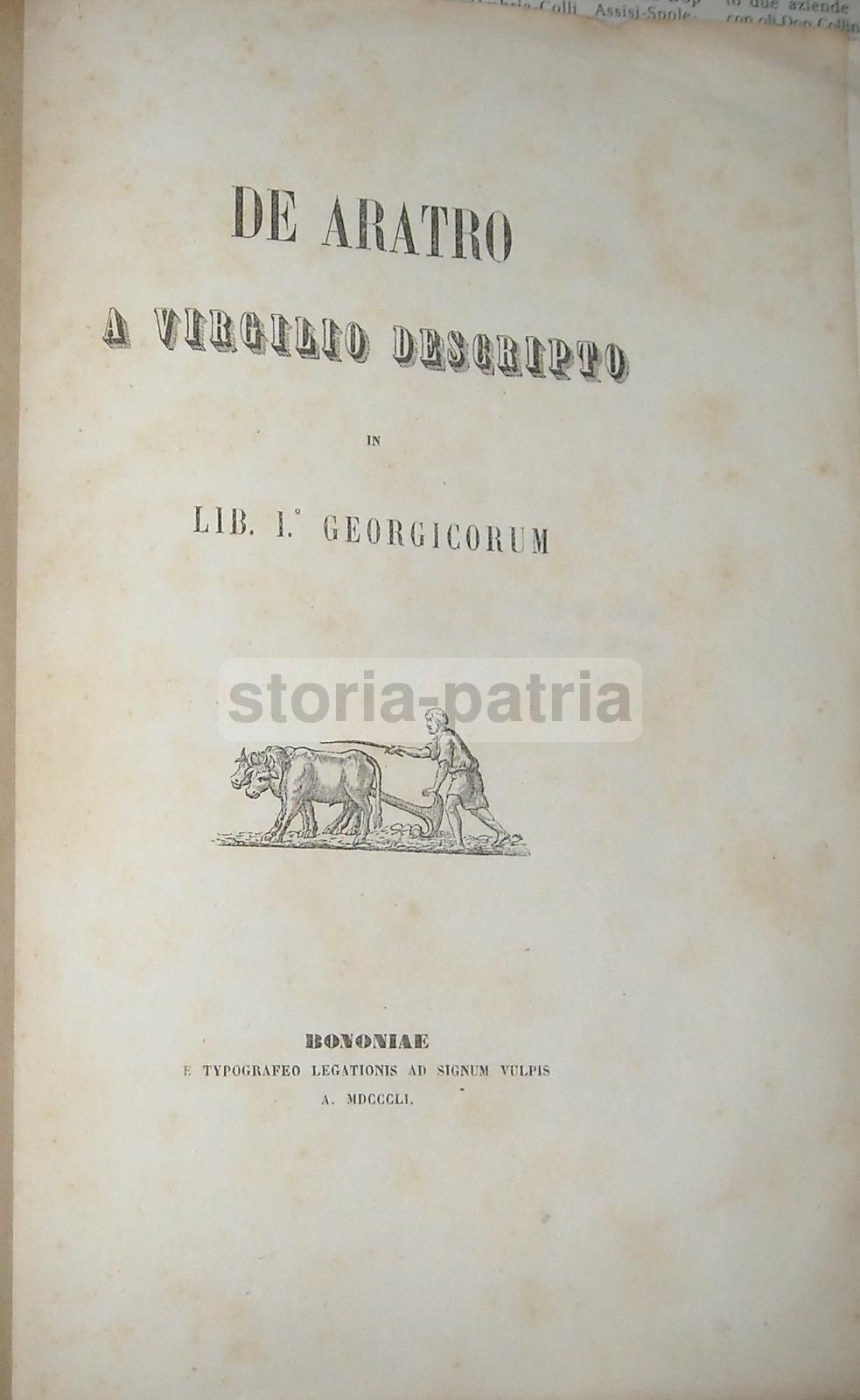 De Aratro A Virgilio Descriptio (1851, Bologna)