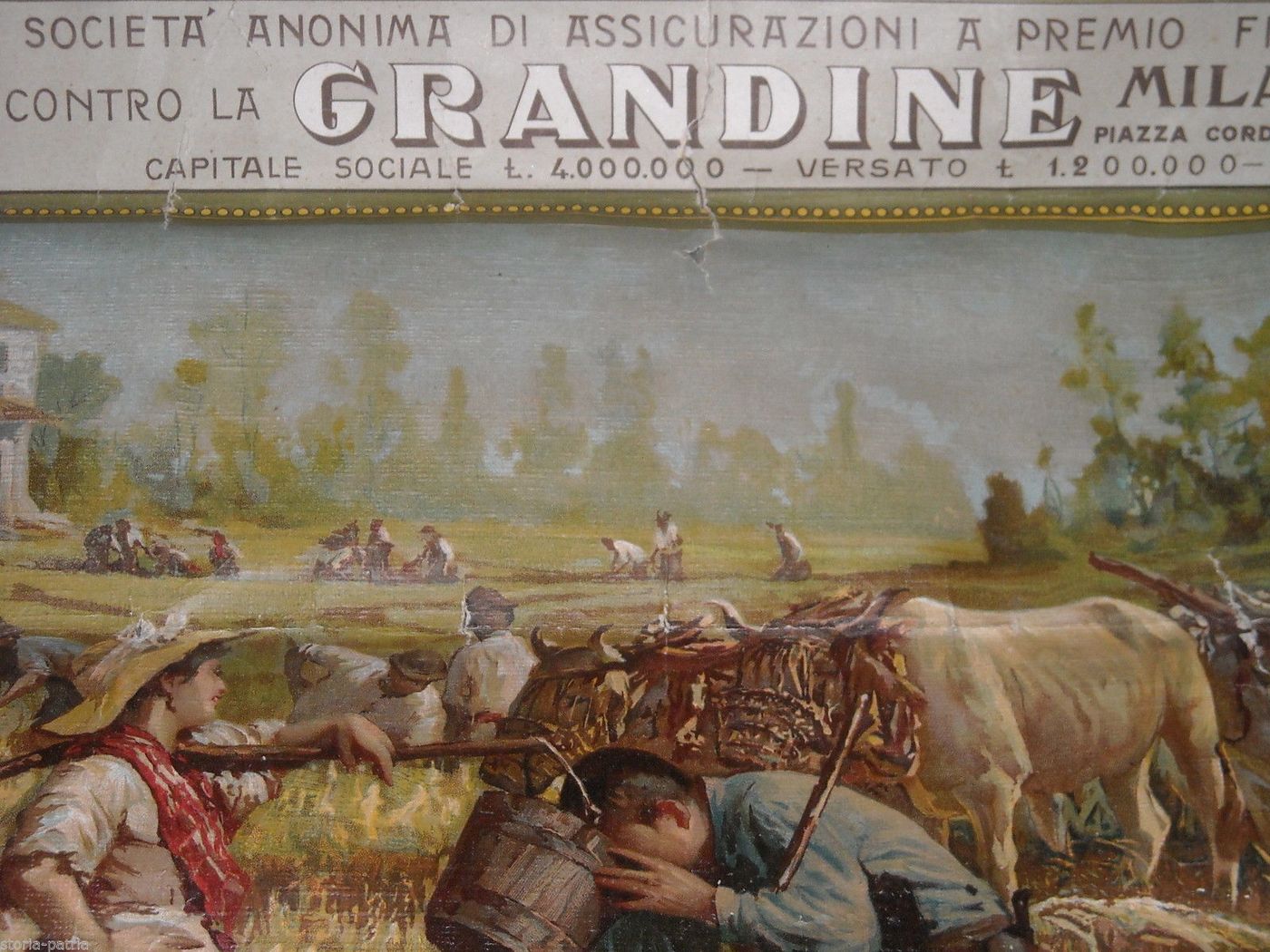 Manifesto Pubblicitario Società Anonima Assicurazioni Contro La Grandine, Milano 1907