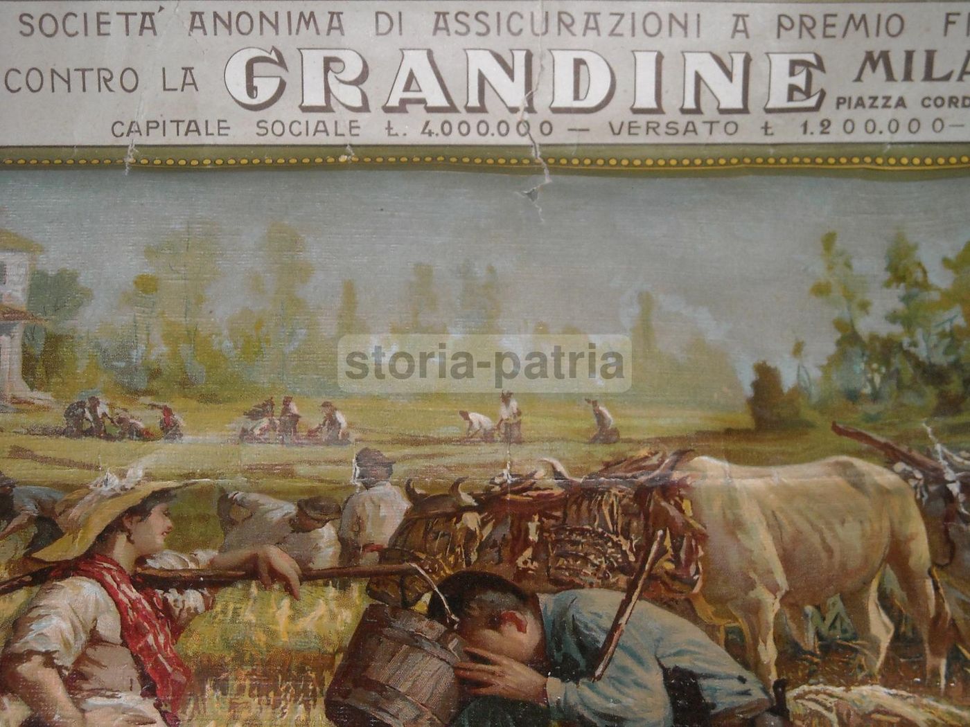 Manifesto Pubblicitario Società Anonima Assicurazioni Contro La Grandine, Milano 1907