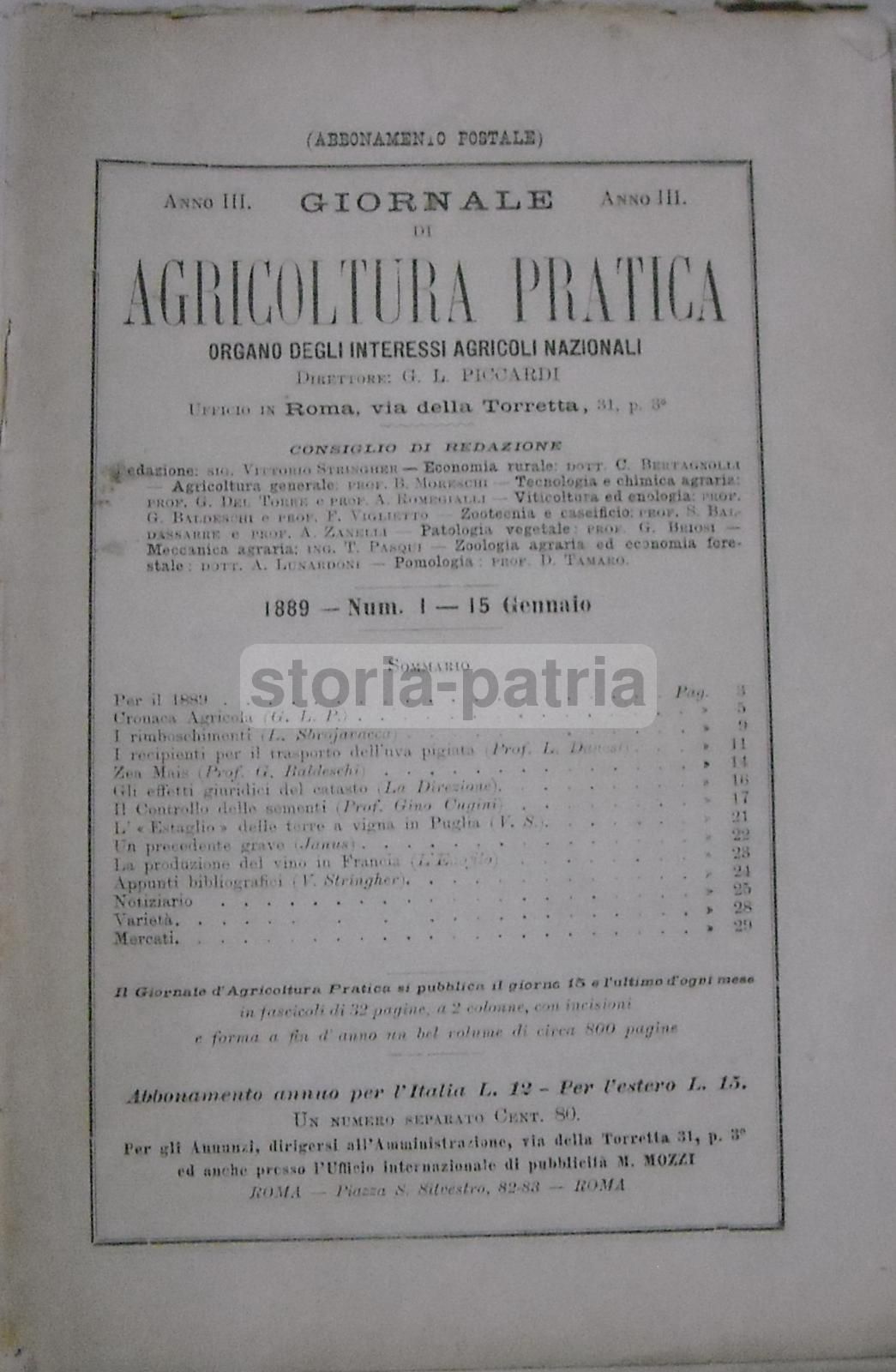 Giornale Di Agricoltura Pratica (Roma, 1889)   Enologia, Zootecnia E Agraria