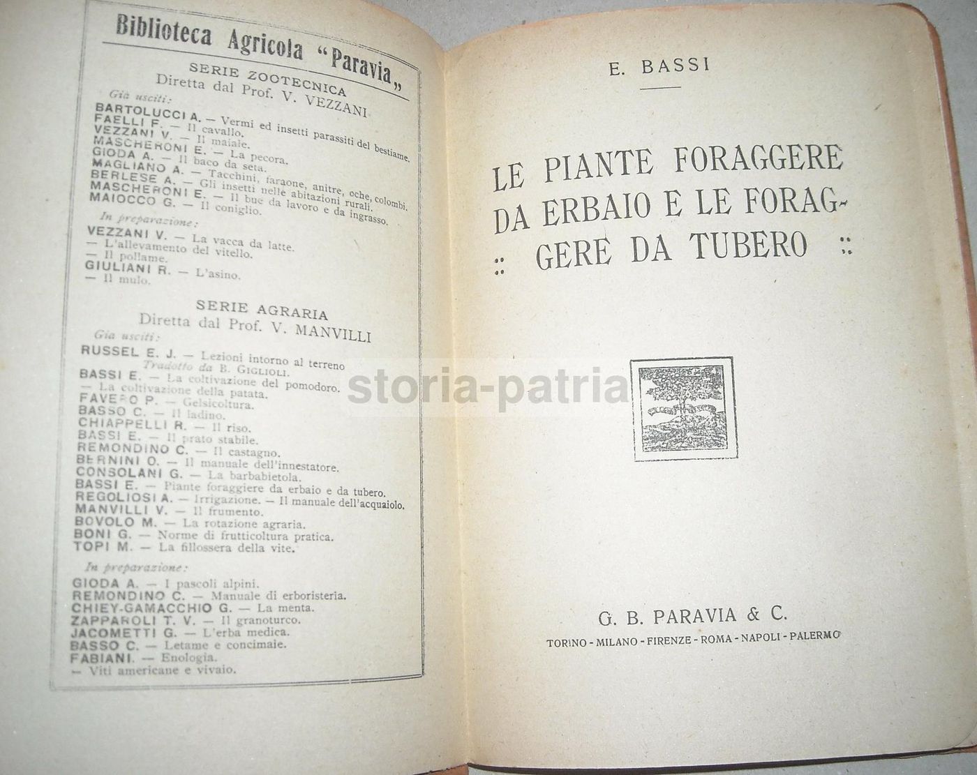 Piante Foraggere Da Erbaio E Da Tubero   Edoardo Bassi   Paravia, 1926