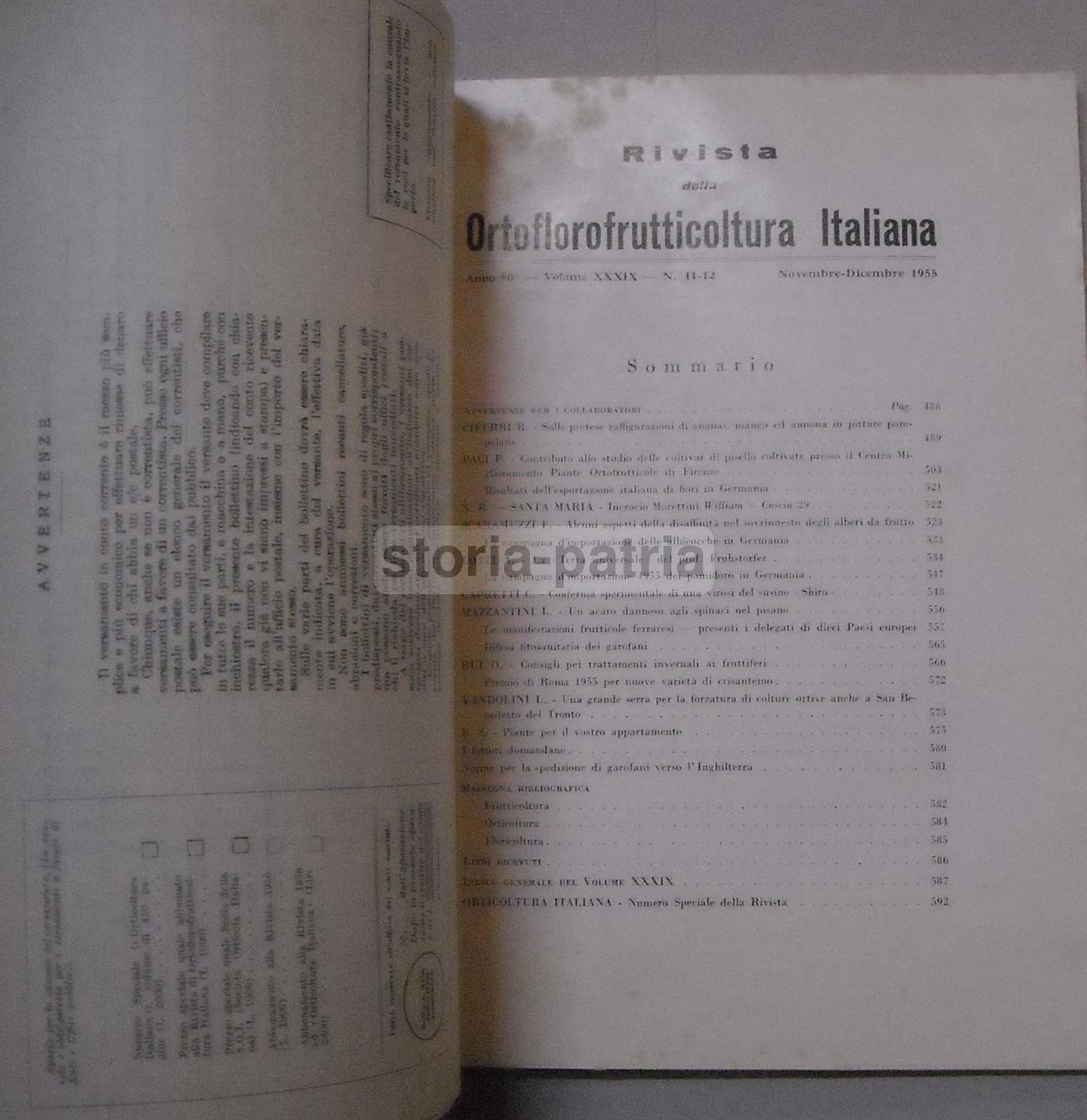 Rivista Della Ortoflorofrutticoltura Italiana 1955 (Firenze): Ananas, Piselli E Agricoltura