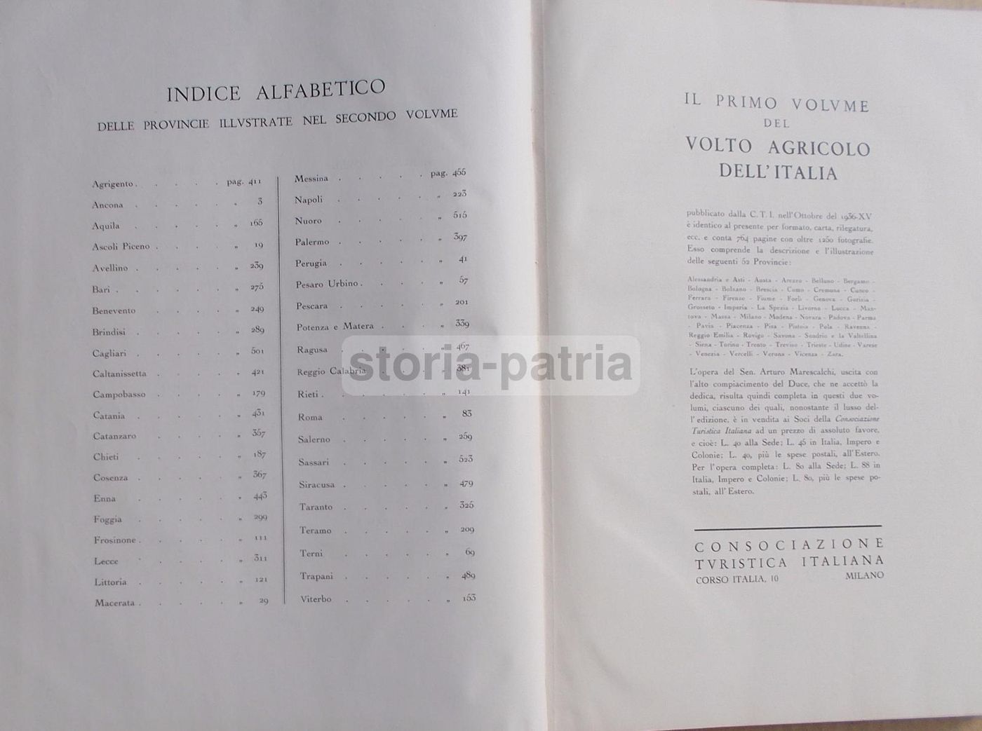 Il Volto Agricolo d'Italia. Marescalchi, TCI, 1936 1938 (2 Volumi)