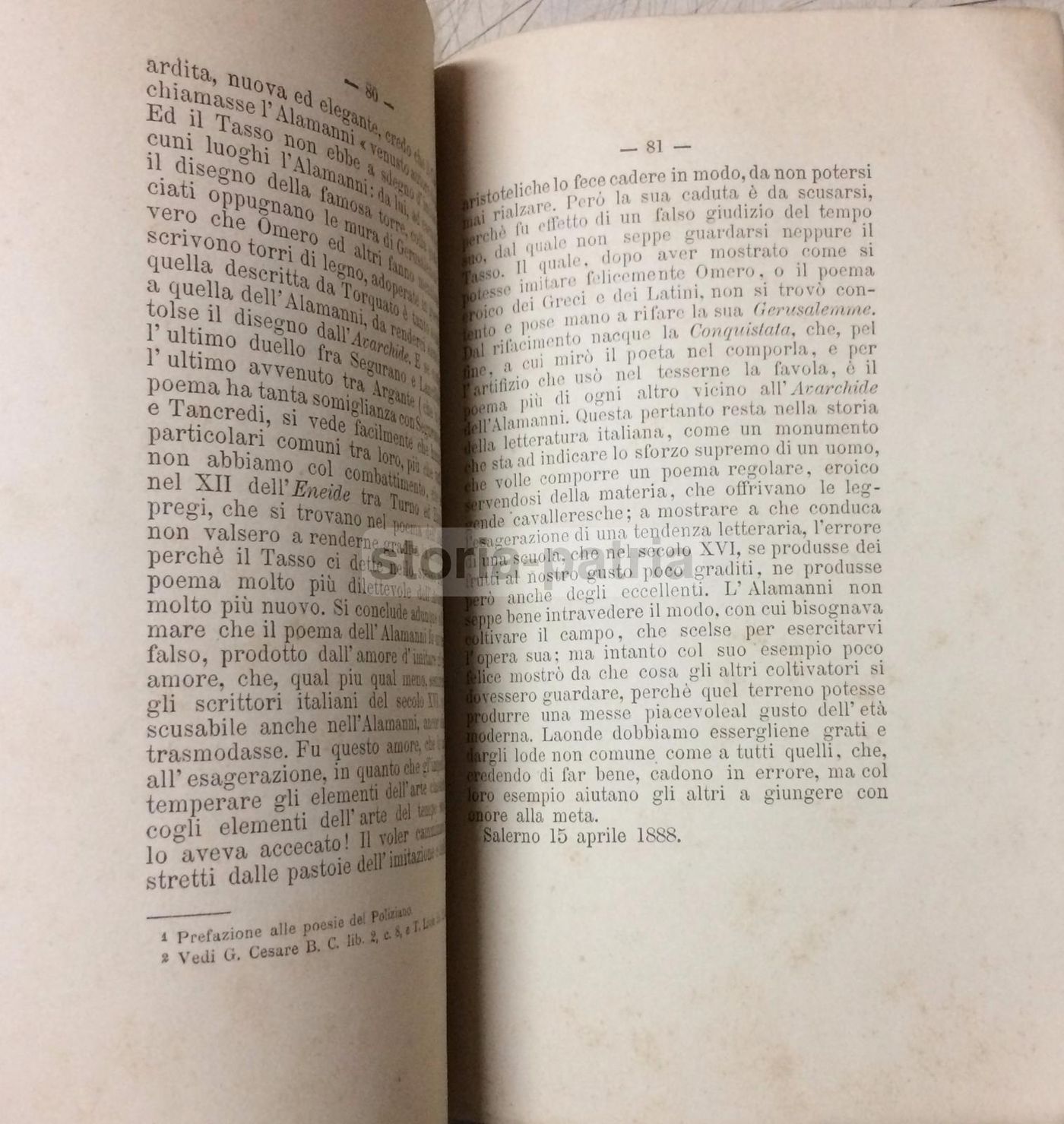 Dei Poemi Epici Di Luigi Alamanni, Salerno 1888, Vincenzo Gualtieri