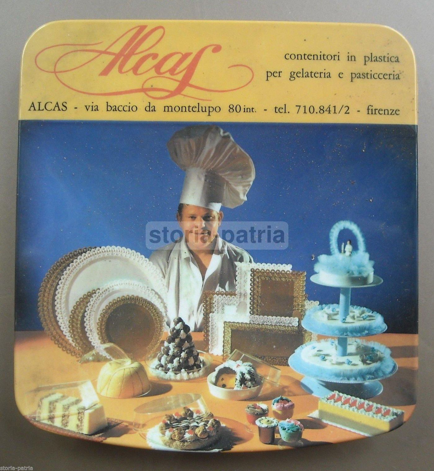 Vassoio Pubblicitario Alcas Vintage Gelateria Pasticceria Anni 70