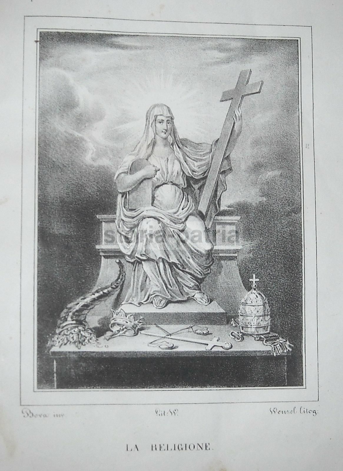 Allegoria Della Religione, Litografia Di Wenzel E Bova, 1840