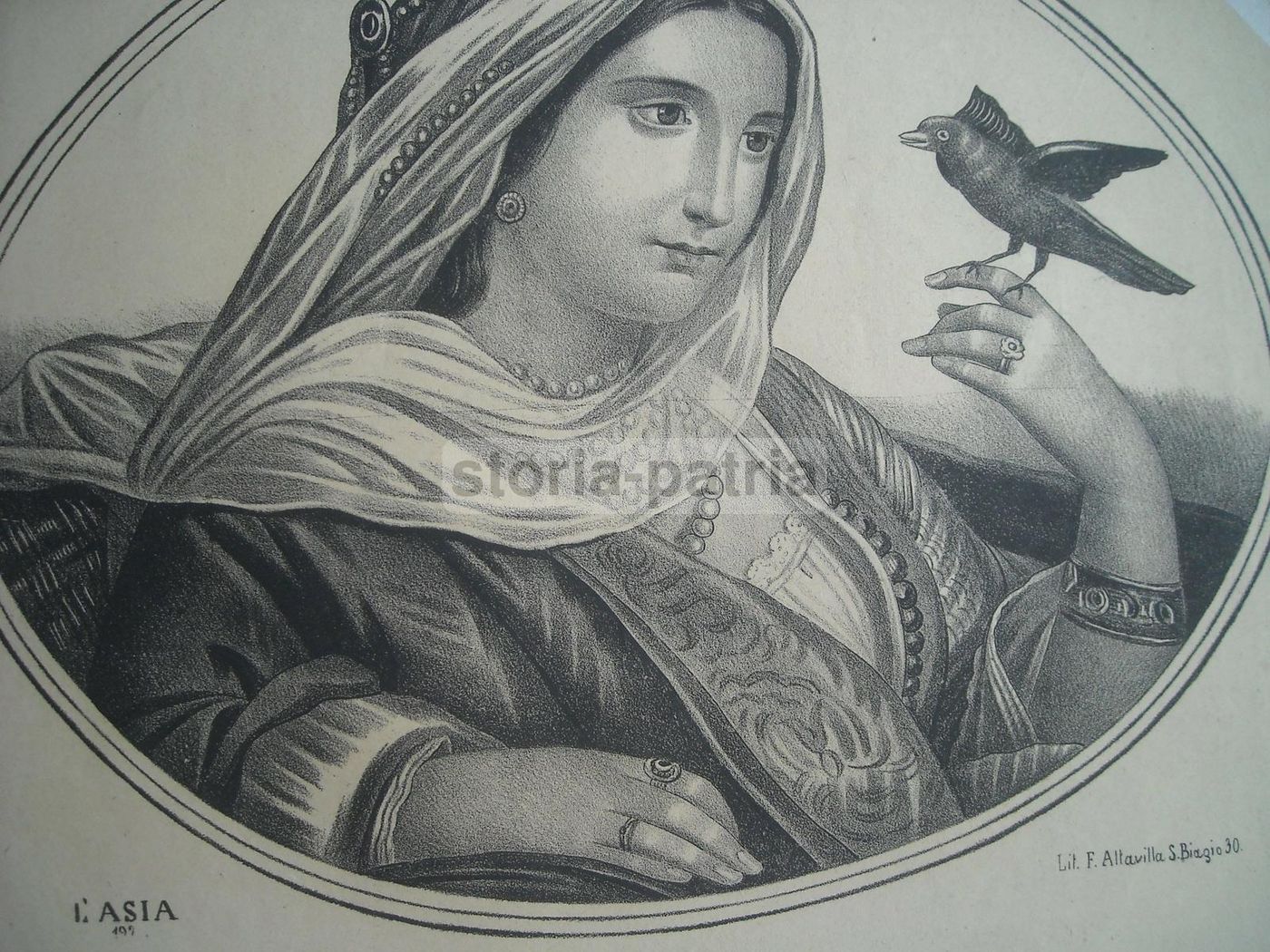 Allegoria Dell'Asia, Litografia Napoletana, Stamperia Altavilla, XIX Secolo