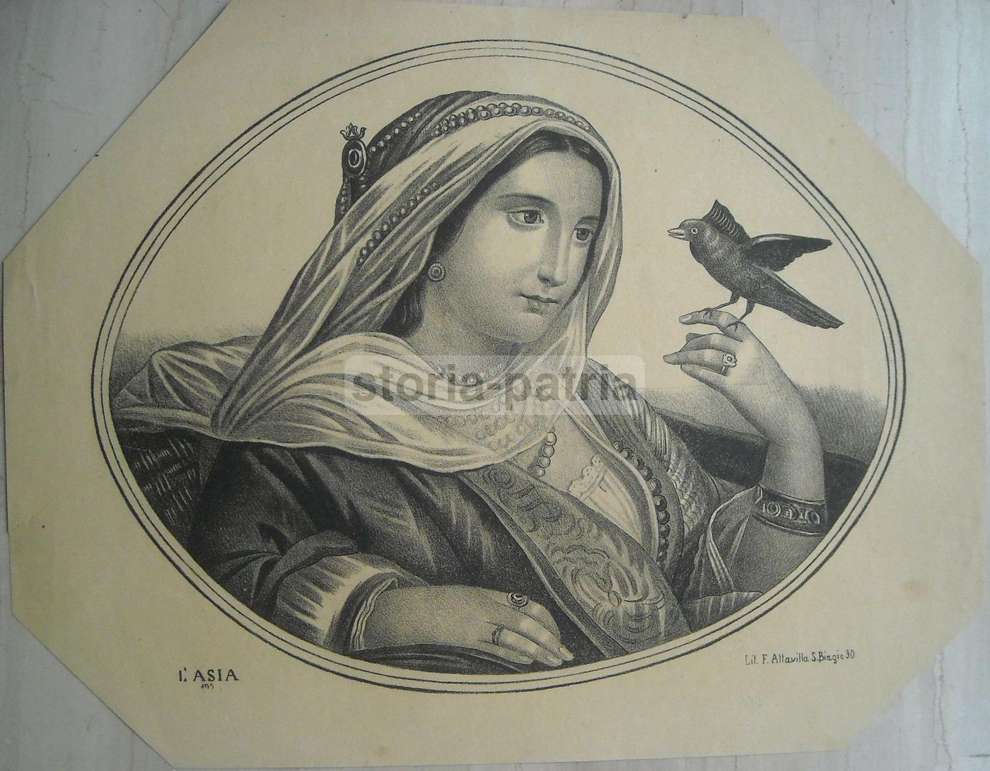 Allegoria Dell'Asia, Litografia Napoletana, Stamperia Altavilla, XIX Secolo