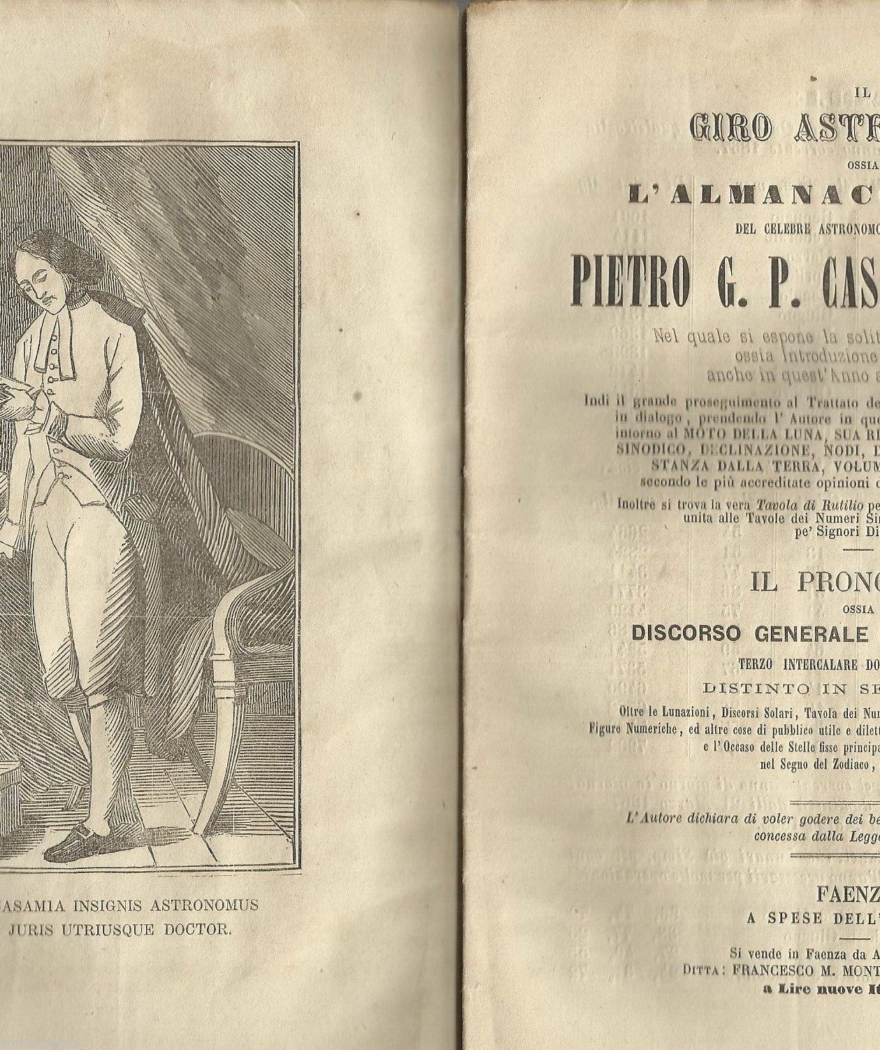 Almanacco Astronomico Pietro Casamia 1867 Faenza Rutilio Pronostici
