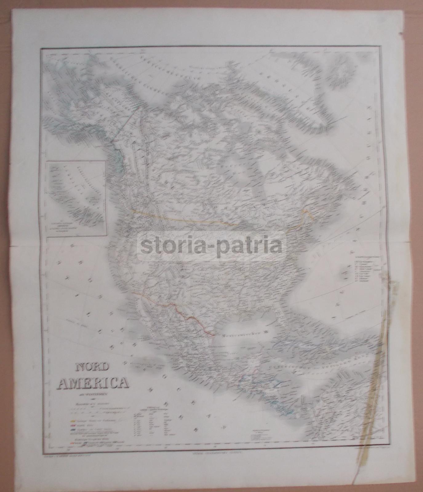 Mappa Antica Dell'America Del Nord, California, Messico E Haiti, 1860 1880