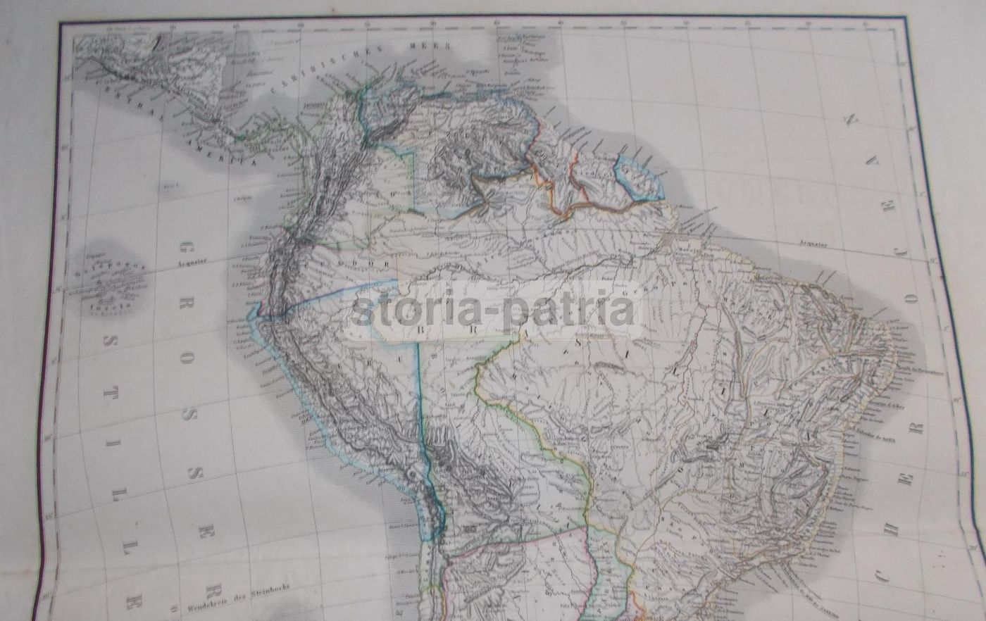 Mappa Antica Sud America 1861 Incisione Geografica Weimar