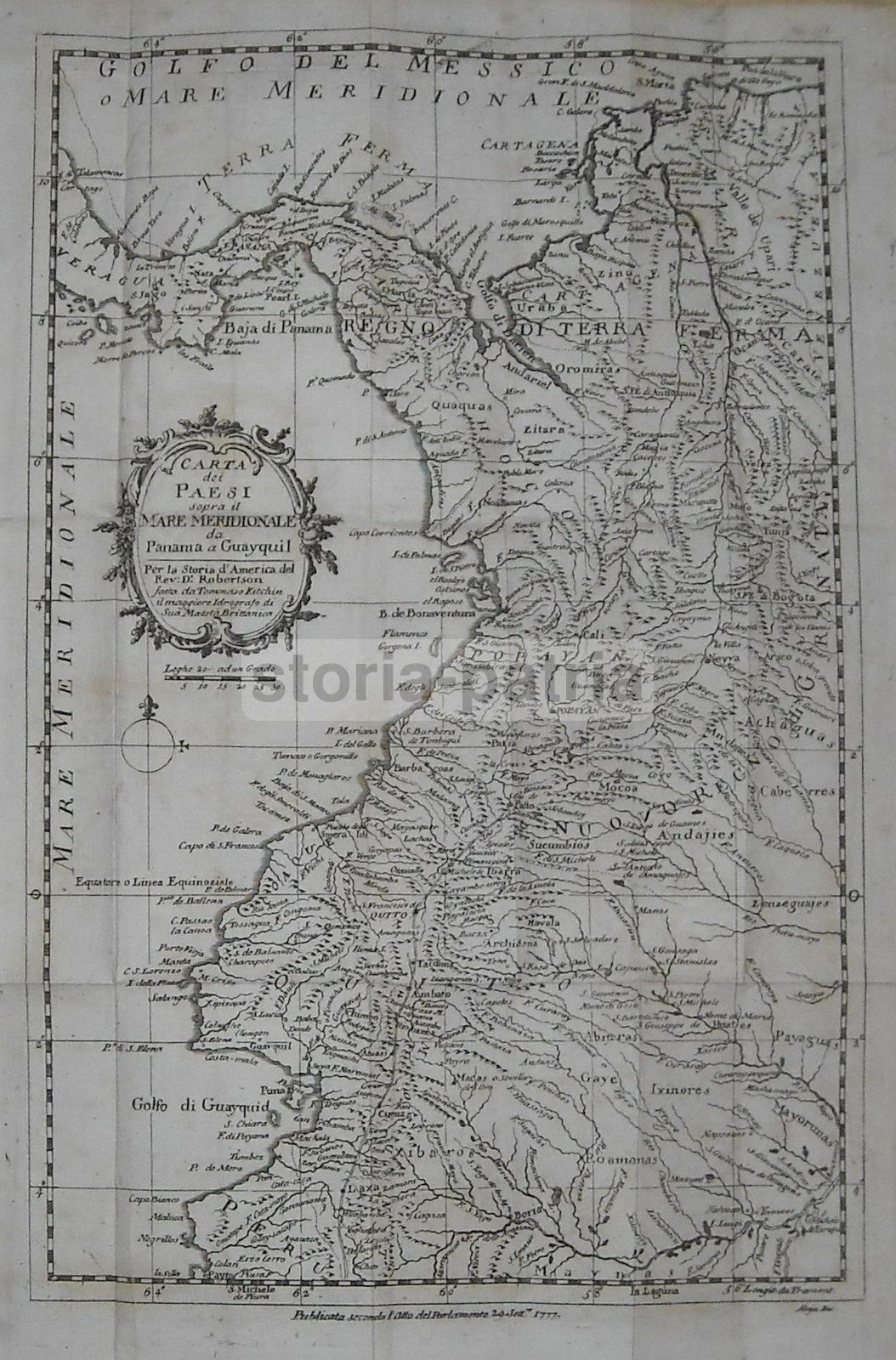 Mappa Antica: Panama, Cartagena, Quito, Popayan, Granata (1780), Thomas Kitchin