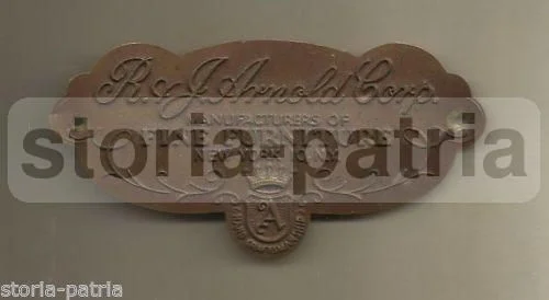 Targhetta in Metallo Arnold Corp. New York Mobili Fine Furniture, Primo '900