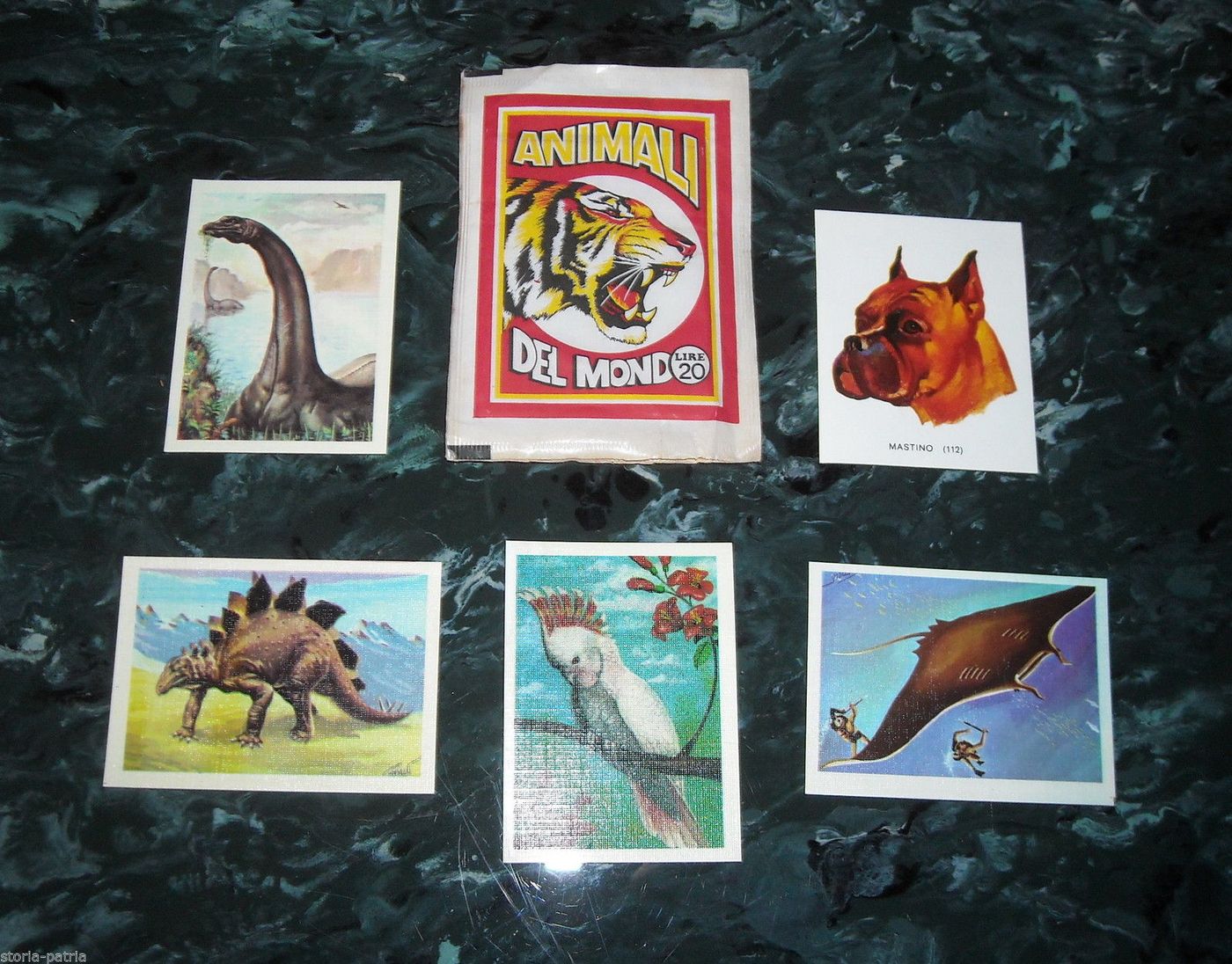 Figurine Animali Anni '70: Mastino, Manta, Cacatua, Brontosauro