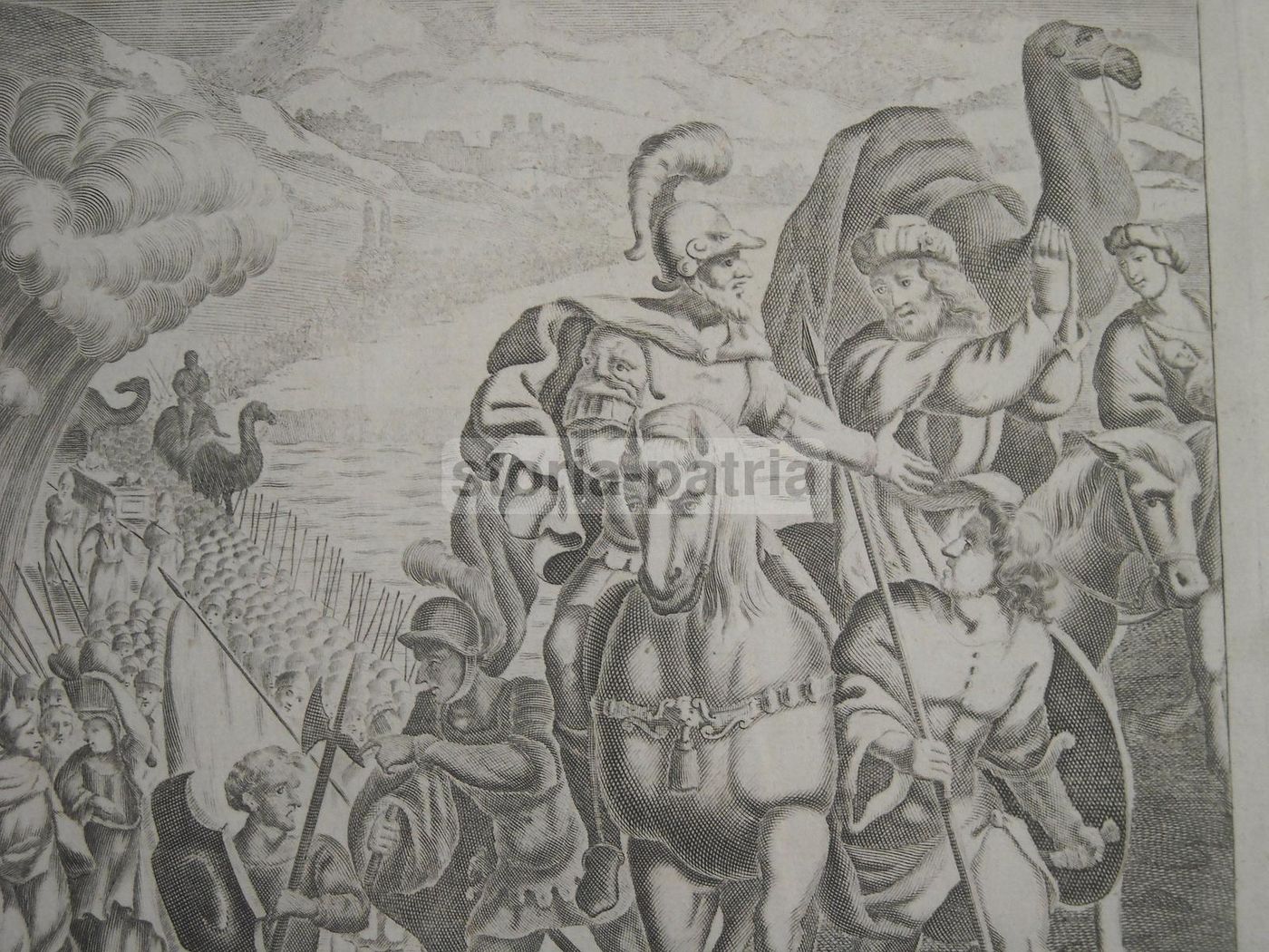 Incisione Antica: Passaggio Del Giordano Degli Israeliti, Van Der Gucht, 1700 Circa
