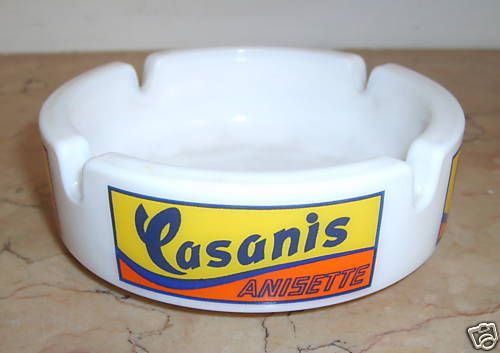 Posacenere Vintage Anisette Casanis In Vetro Lattiginoso, Anni '60