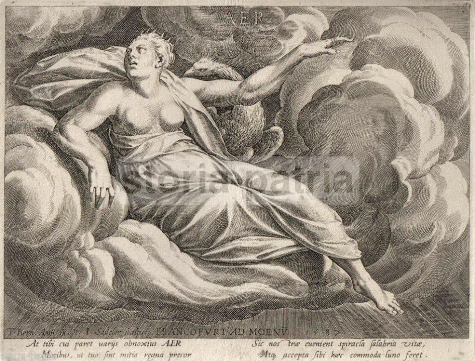 Incisione Jan Sadeler, Allegoria Dell'Aria, 1587, Acquaforte Originale