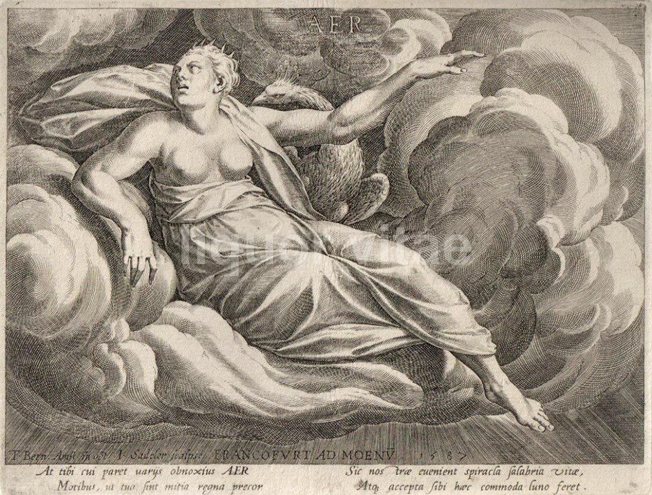 Incisione Jan Sadeler, Allegoria Dell'Aria, 1587, Acquaforte Originale