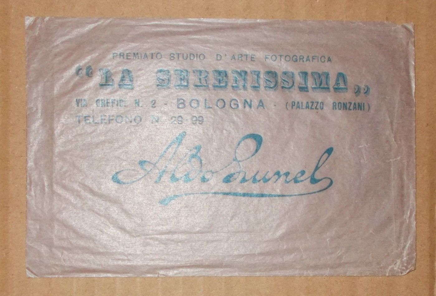 Busta Pubblicitaria Fotografo Aldo Lunel, La Serenissima, Bologna