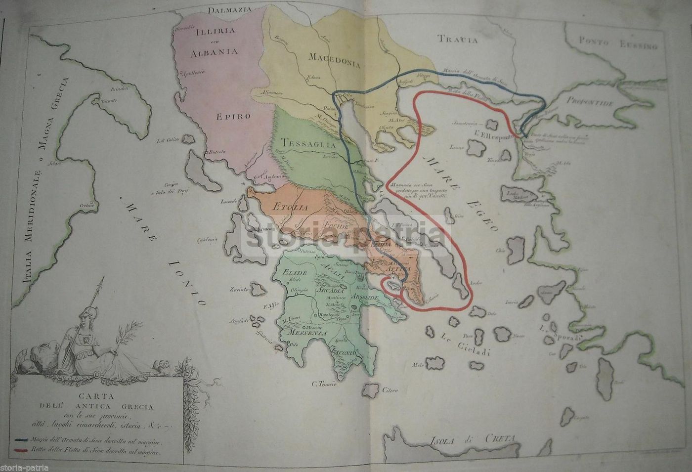 Mappa Dell'Antica Grecia Acquarellata, 1811: Magna Grecia, Puglia E Calabria