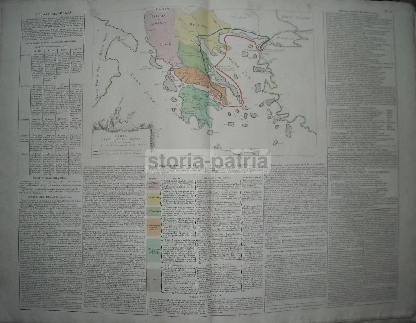 Mappa Dell'Antica Grecia Acquarellata, 1811: Magna Grecia, Puglia E Calabria