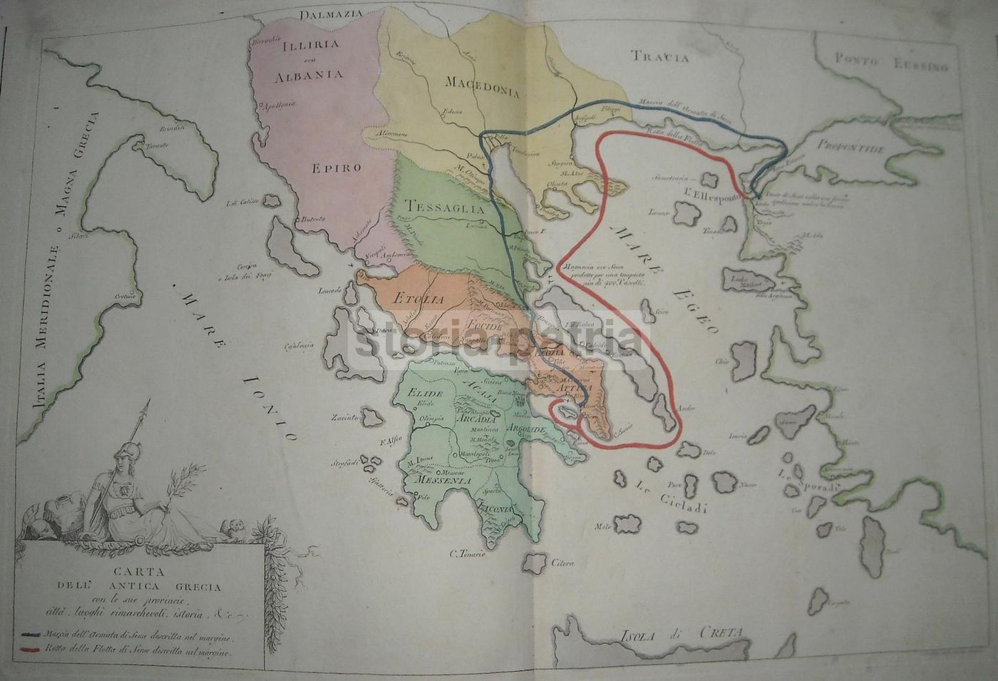 Mappa Dell'Antica Grecia Acquarellata, 1811: Magna Grecia, Puglia E Calabria
