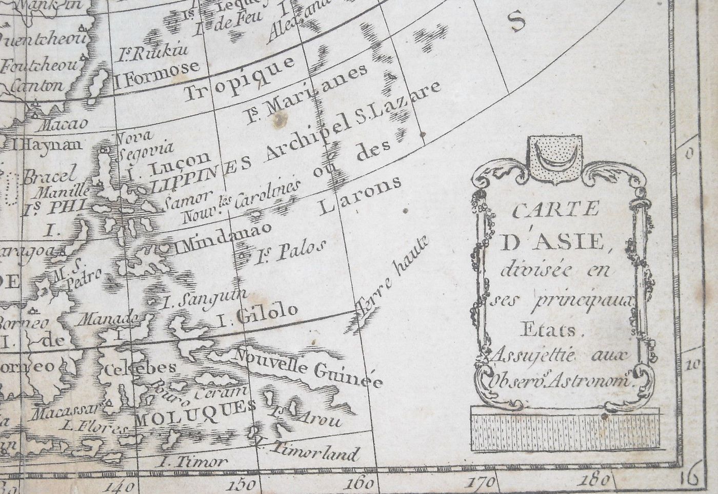 Antica Mappa Asia Cina India Giappone Arabia Russia Sec. XVIII