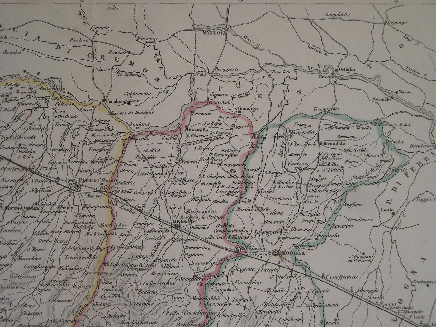 Mappa Antica Emilia E Toscana: Piacenza, Parma, Reggio, Modena, 1869