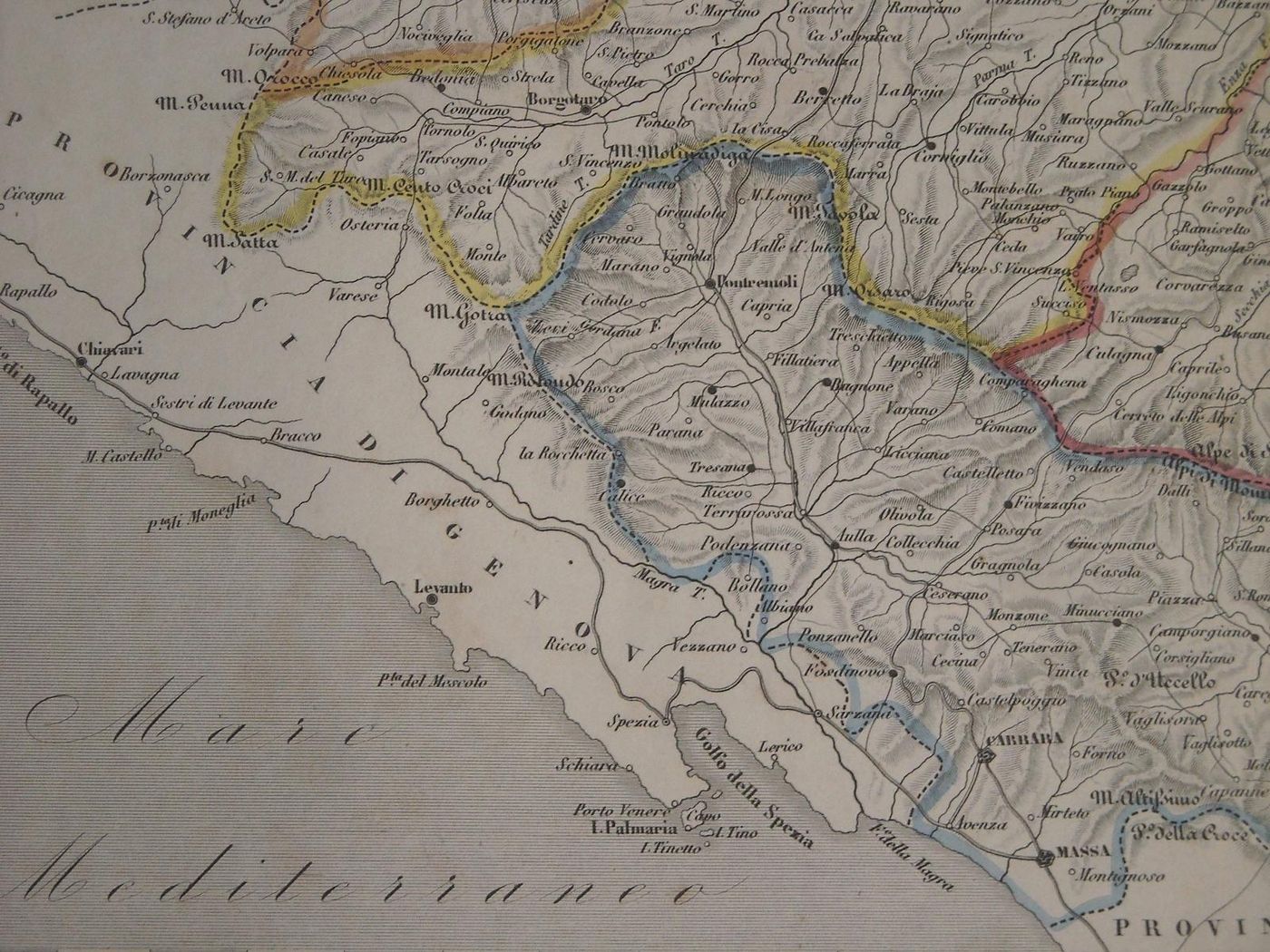 Mappa Antica Emilia E Toscana: Piacenza, Parma, Reggio, Modena, 1869