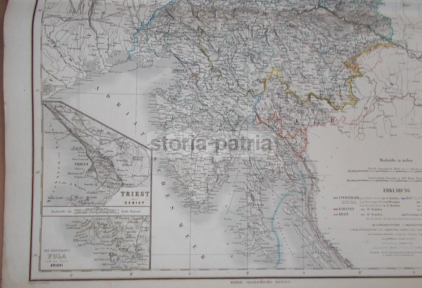 Mappa Antica Austria, Stiria, Carinzia, Veneto, Trieste, Istria (1860 Circa)