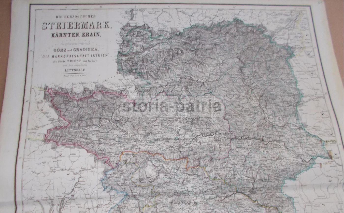 Mappa Antica Austria, Stiria, Carinzia, Veneto, Trieste, Istria (1860 Circa)
